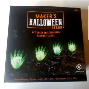 Glowing Green Skeleton Hand Pathway Lights 4 Count Halloween Decor